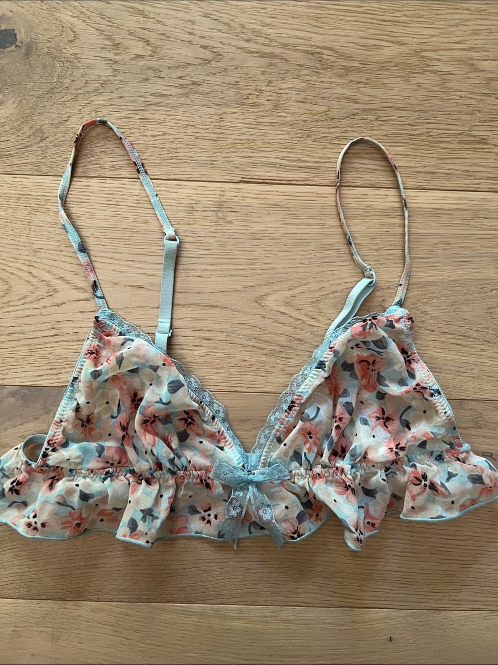 Forever 21 XXI Blue Floral Ruffle Bralette